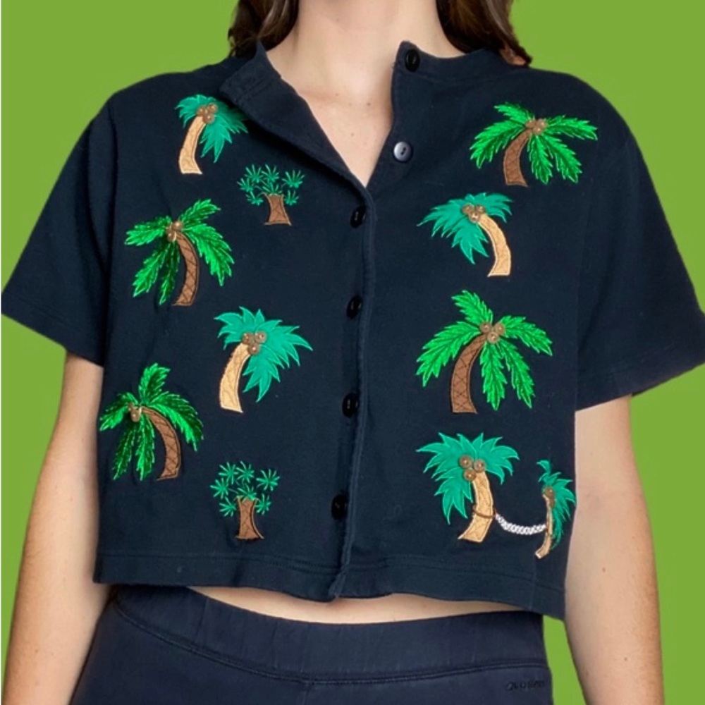 Bechamel embroidered palm crop cardigan